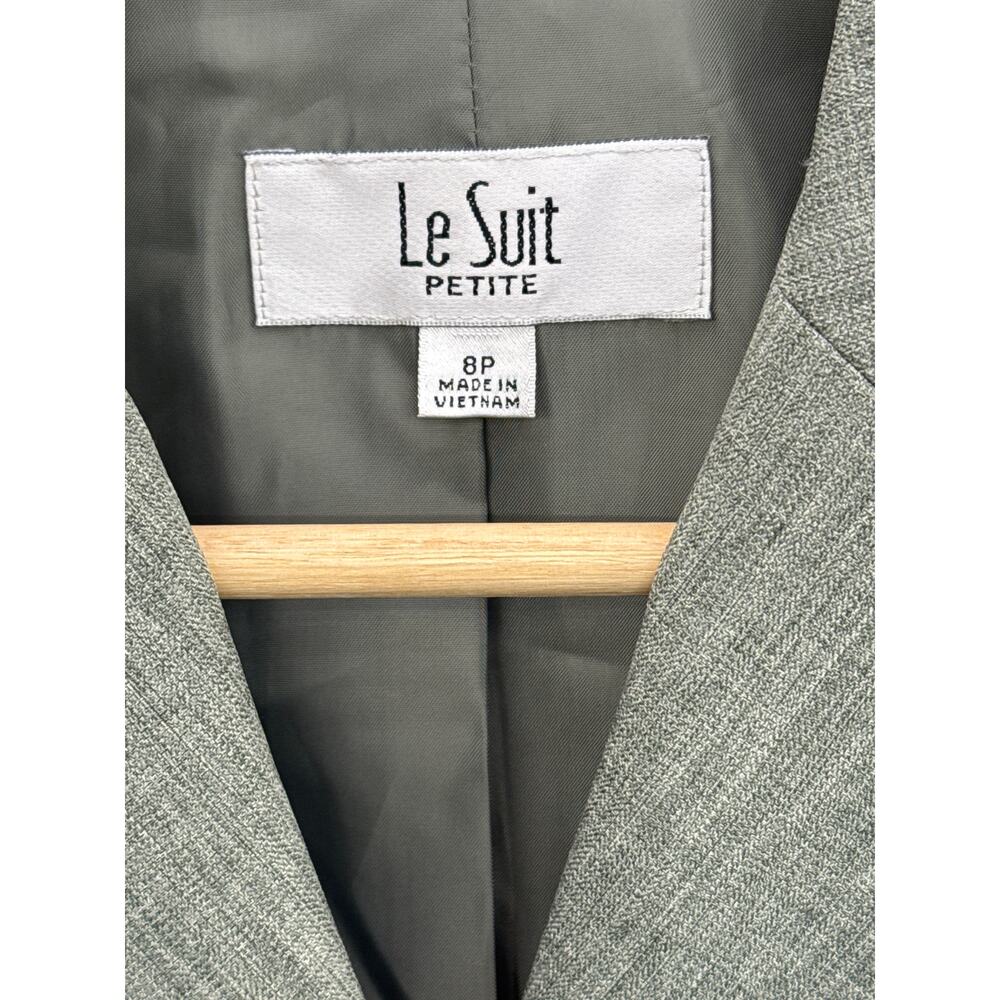 Le Suit Petite Sage Green 3 Button Pleated Suit Jacket Blazer Women 8P - Picture 5 of 8